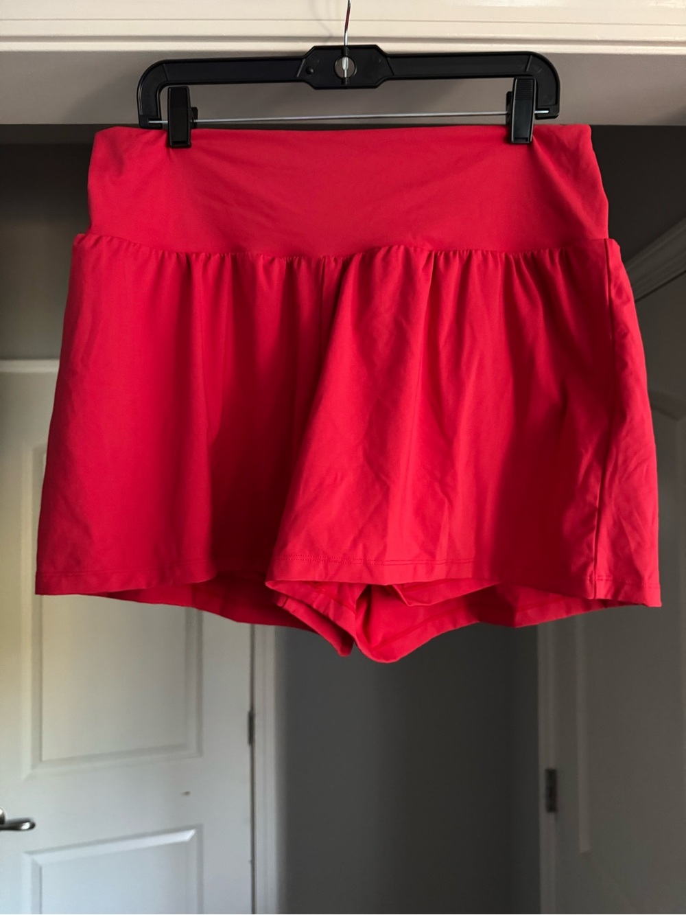 Halara 2-in-1 Skort Skirted Shorts Red 1X Long Plus Size NWOT Back Pocket